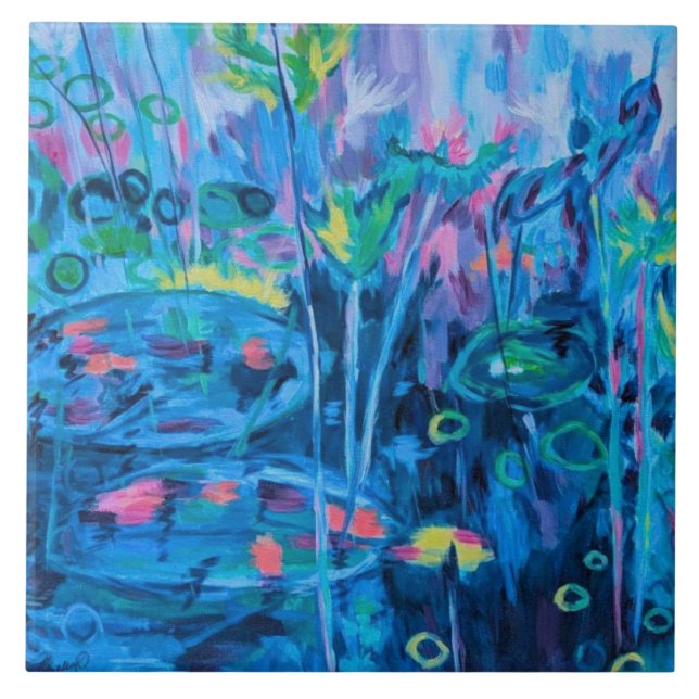 Blauer Himmel Abstrakt Fliese (Vorderseite)