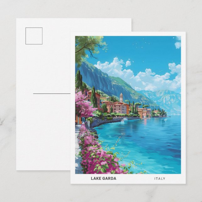 Blauer Himmel am Gardasee Italien Vintage Reise Postkarte (Vorne/Hinten)