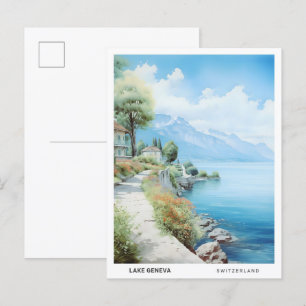 Blauer Himmel am Genfersee Schweiz Reise  Postkarte