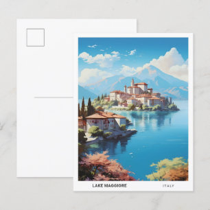 Blauer Himmel am Lago Maggiore Italien Vintage Rei Postkarte