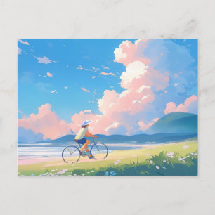 Blauer Himmel auf Fahrradanimation Postkarte