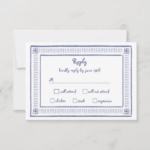 Blauer Himmel, gespielt von Hand gezeichnete Hochz RSVP Karte