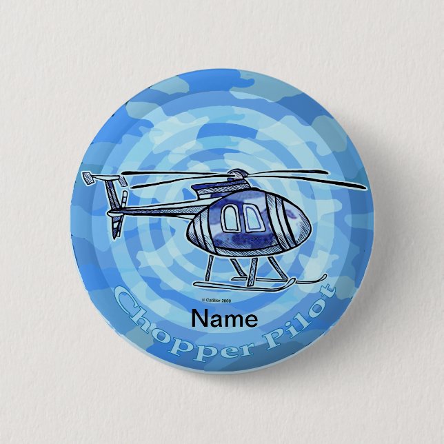 Blauer Himmel Hubschrauber  Button (Vorderseite)