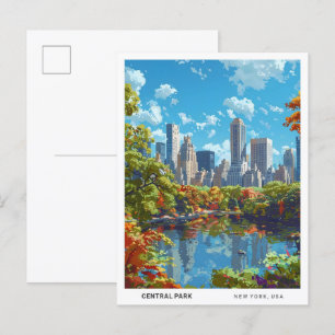 Blauer Himmel im Central Park New York Vintage Rei Postkarte