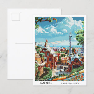 Blauer Himmel im Park Guell Barcelona Spanien Reis Postkarte