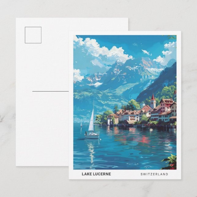 Blauer Himmel im Vierwaldstättersee - Schweiz Postkarte (Vorne/Hinten)