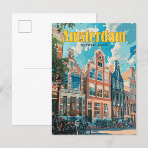 Blauer Himmel in Amsterdam Niederlande Vintage Rei Postkarte