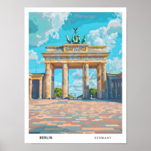 Blauer Himmel in Berlin Deutschland Vintage Reise Poster
