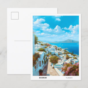 Blauer Himmel in Bodrum Türkei Vintage Reise  Postkarte