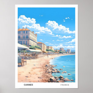 Blauer Himmel in Cannes Frankreich Vintage Reise Poster