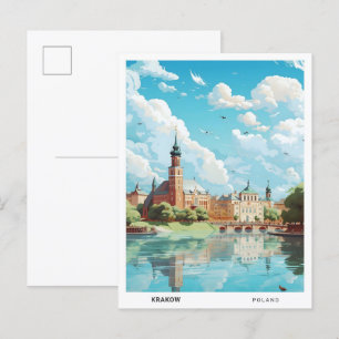 Blauer Himmel in Krakau Polen Vintage Reise Postkarte