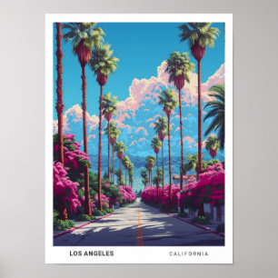 Blauer Himmel in LA Kalifornien USA Vintage Reise Poster