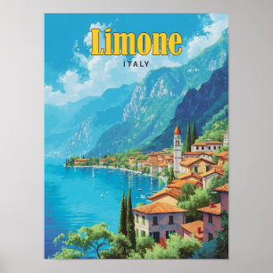 Blauer Himmel in Limone Italien Vintage Reise Poster