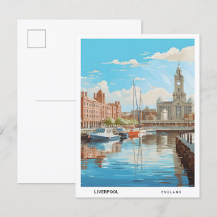 Blauer Himmel in Liverpool England Vintage Reise Postkarte