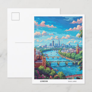 Blauer Himmel in London England Vintage Reise Postkarte