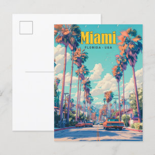 Blauer Himmel in Miami Florida USA Vintage Reise Postkarte