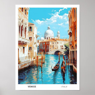 Blauer Himmel in Venedig Italien Vintage Reise Poster