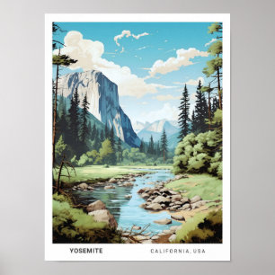 Blauer Himmel in Yosemite Kalifornien Vintage Reis Poster