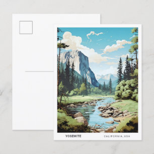 Blauer Himmel in Yosemite Kalifornien Vintage Reis Postkarte