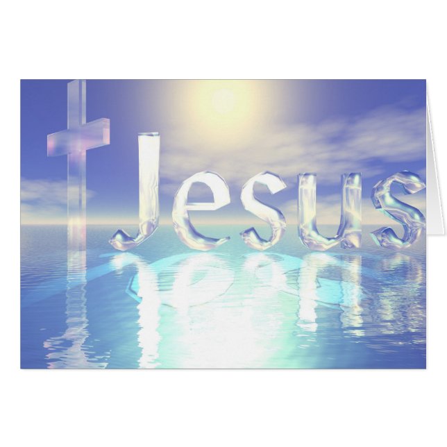 Blauer Himmel Jesuss mit Glaskreuz (Vorderseite (Horizontal))