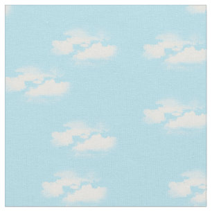Blauer Himmel mit flauschigen Wolken Stoff