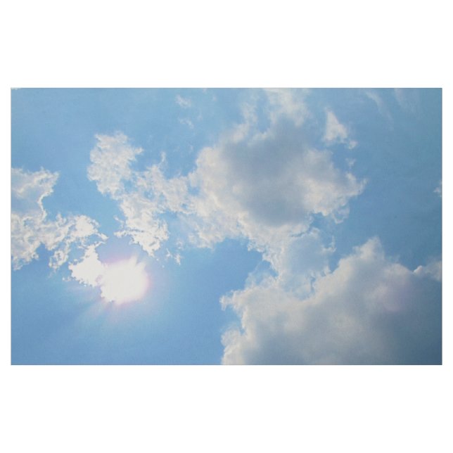 Blauer Himmel mit Sonne und Wolken Foto Stoff (Yard (91,4 cm))