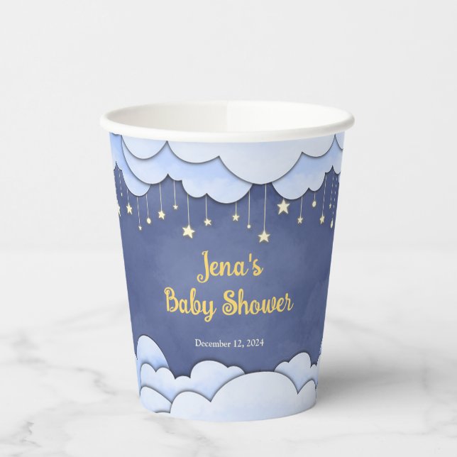 Blauer Himmel mit Stars - Pappbecher (Links)