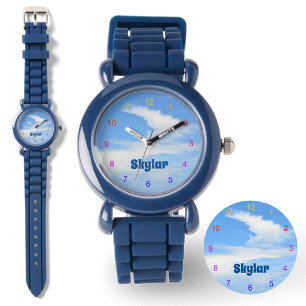 Blauer Himmel mit wirbelnder Cloud Armbanduhr