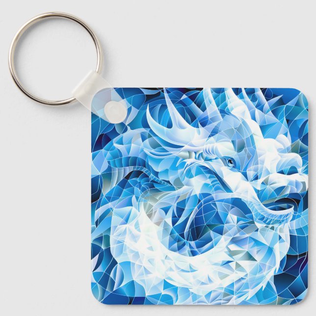 Blauer Himmel-Mosaik-Drache Schlüsselanhänger (Vorderseite)