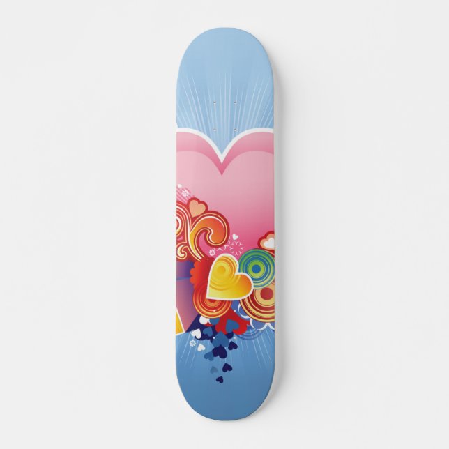Blauer Himmel-Rosa-Herz Skateboard (Vorne)