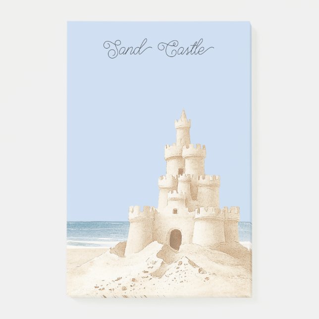Blauer Himmel Strand Creme Sandburg Post-it Klebezettel (Vorderseite)