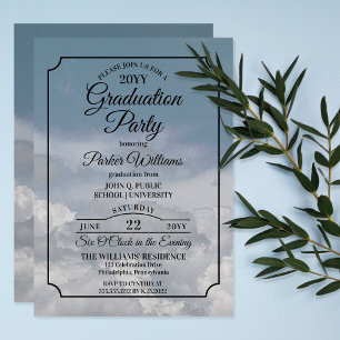 Blauer Himmel über den Wolken Abschlussfeier Einladung