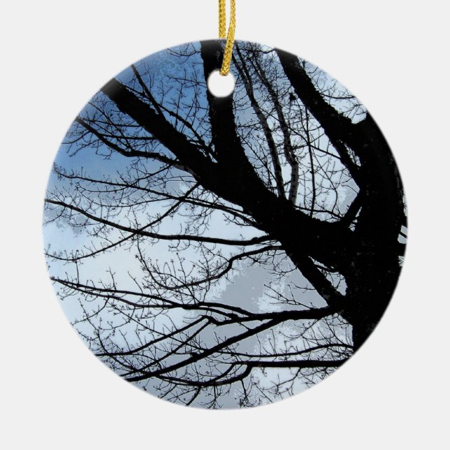 Blauer Himmel und Alter Baum Keramikornament (Vorne)