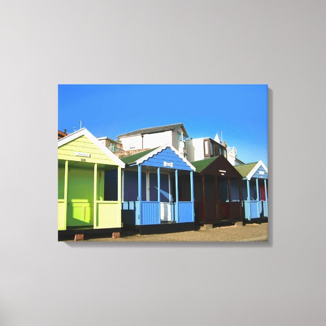 Blauer Himmel und englisches Foto am Meer Leinwanddruck (Vorderseite)