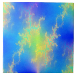 Blauer Himmel und goldgelbe Blitze Fliese