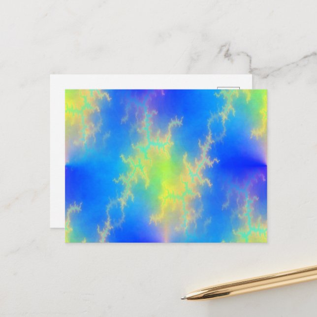 Blauer Himmel und goldgelbe Blitze Postkarte (Vorderseite/Rückseite Beispiel)