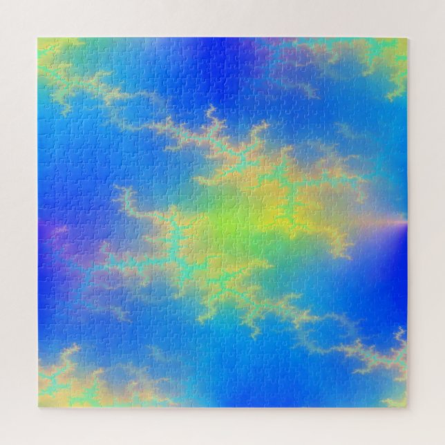 Blauer Himmel und goldgelbe Blitze Puzzle (Vertikal)