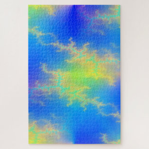 Blauer Himmel und goldgelbe Blitze Puzzle