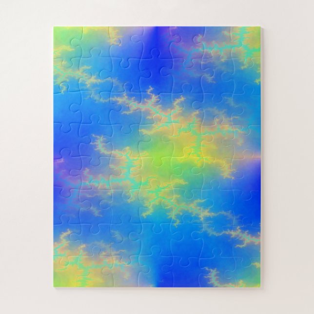 Blauer Himmel und goldgelbe Blitze Puzzle (Vertikal)