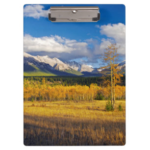 Blauer Himmel und Wolken über einer Wiese Klemmbrett