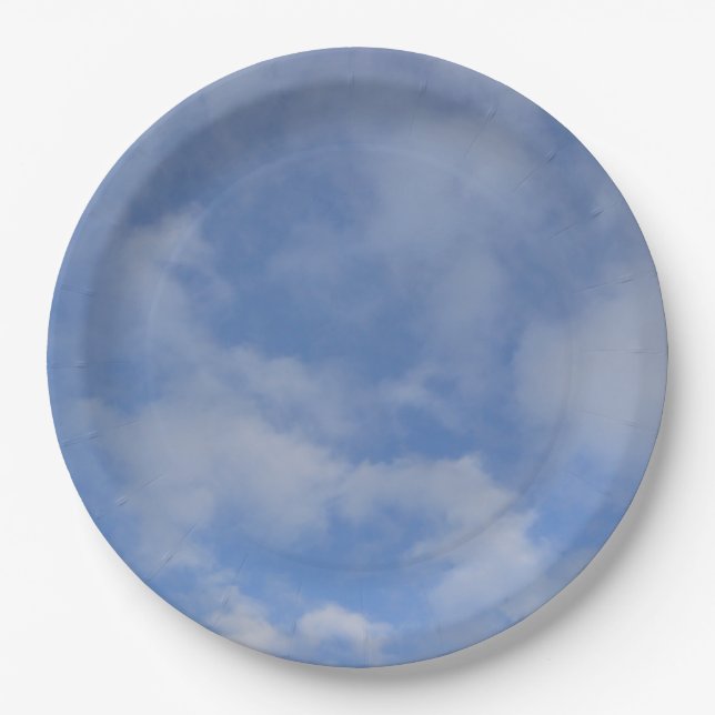 Blauer Himmel Wolken Pappteller (Vorderseite)