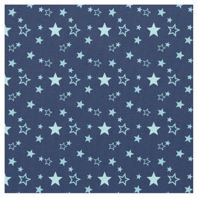 Blauer Himmelsstar auf dunkelblauem Hintergrund Stoff (Nahaufnahme)