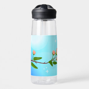 Blauer Himmelsverlauf mit blühendem Frühlingsarm Trinkflasche
