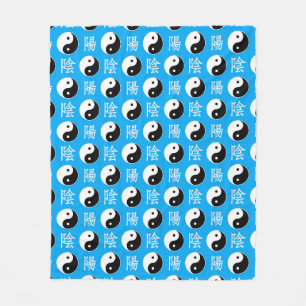 Blauer Hintergrund Chinesisches Yinyang-Muster Fleecedecke