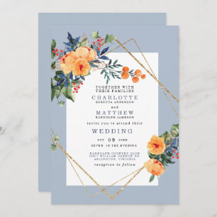 Blauer Hintergrund farbenfrohe Hochzeit der Wasser Einladung