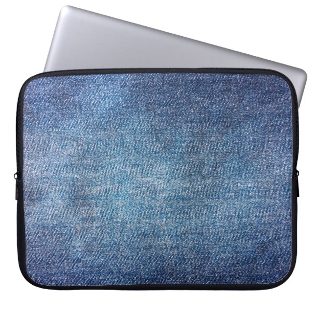 Blauer Hintergrund, Jeans Textur Hintergrund. T Laptopschutzhülle (Vorderseite)