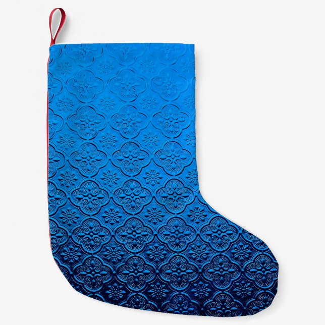 blauer Hintergrund Kleiner Weihnachtsstrumpf (Vorderseite)