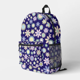 Blauer Hintergrund mit Blumenmuster Bedruckter Rucksack