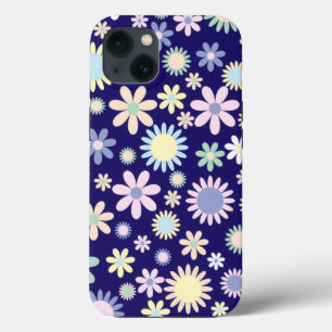 Blauer Hintergrund mit Blumenmuster Case-Mate iPhone Hülle