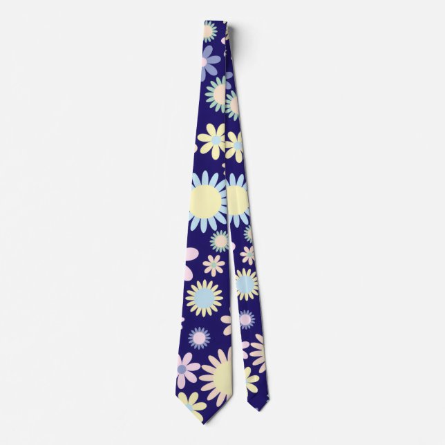 Blauer Hintergrund mit Blumenmuster Krawatte (Vorderseite)